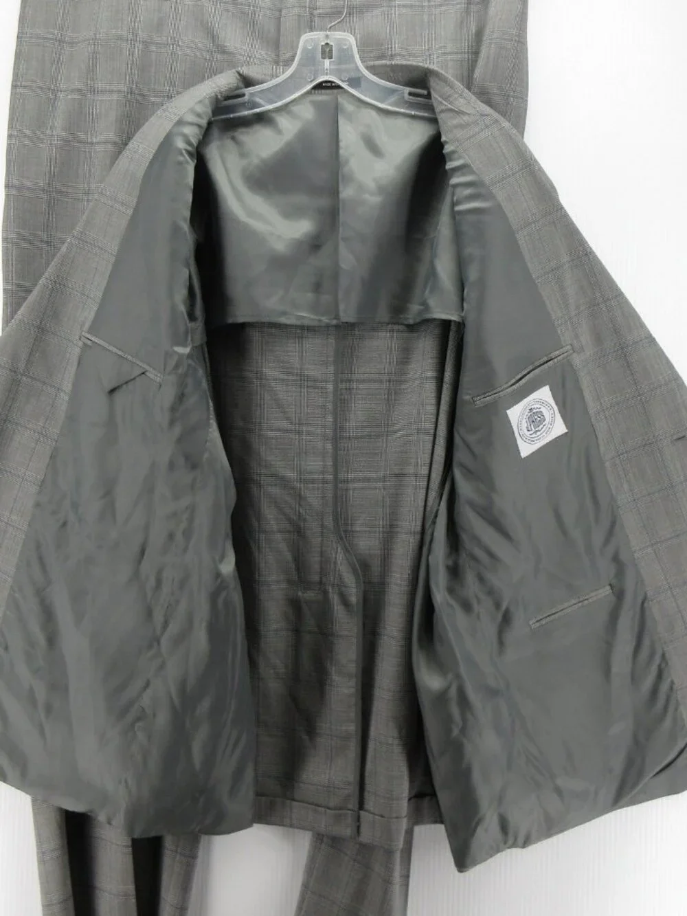 J Press Suit 50 Pure Wool Windowpane Glen Plaid Three Button 44W NEW